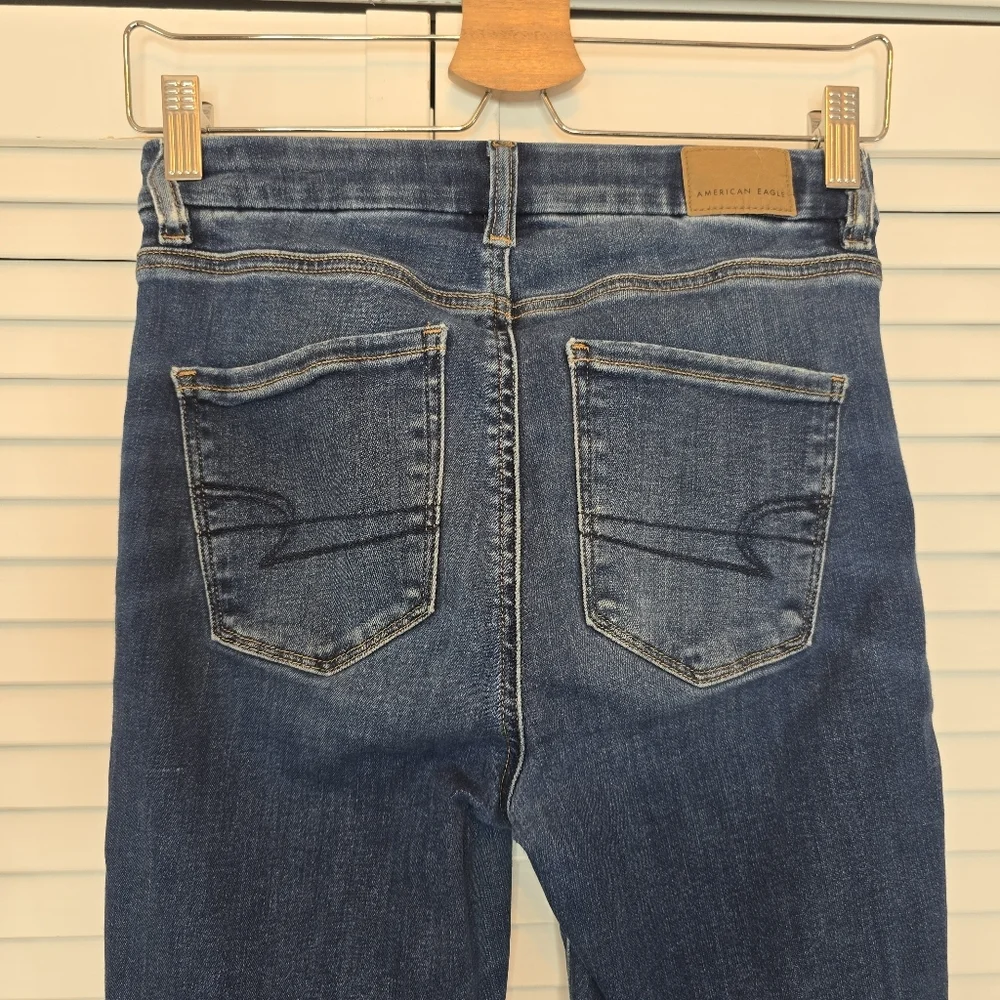 AMERICAN EAGLE Next Level Curvy High Rise Jegging Blue Jeans Women 0R Y2K Preppy